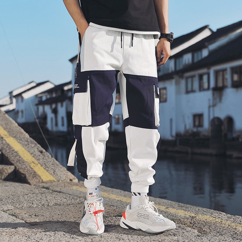 Ribbons Harem Joggers Men Cargo Pants Streetwear 2022 Hip Hop Casual Pockets Track Pants Male Harajuku Fashion Trousers