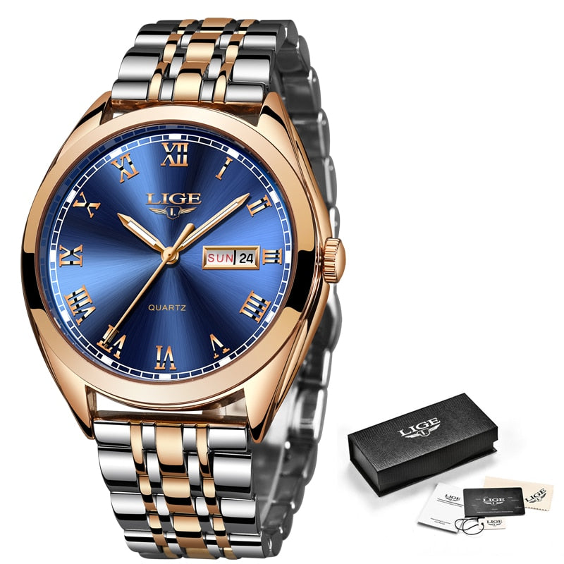 2022 LIGE New Rose Gold Women Watch Business Quartz Watch Ladies Top Brand Luxury Female Wrist Watch Girl Clock Relogio Feminin