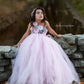 Pink and Grey Flower Girl Tutu Dress Wedding Tulle Dress Girls Wedding Dresses Robe Demoiselle Rose Kids Girls Clothes Dress