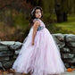 Pink and Grey Flower Girl Tutu Dress Wedding Tulle Dress Girls Wedding Dresses Robe Demoiselle Rose Kids Girls Clothes Dress