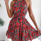 Women Summer Casual Floral Print Ruffle Halter Dress