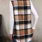 Women Plus Size 1XL-5XL Plaid Print Flap Detail Sleeveless Coat Ladies Fashion Sleeveless Thick Thermal Vest Women Outwear