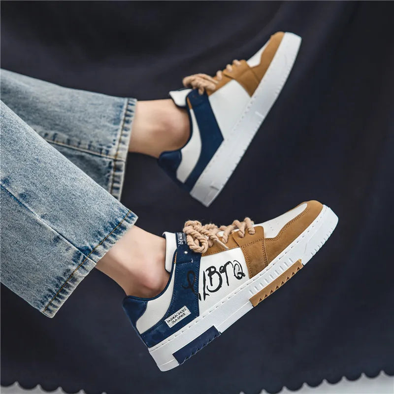 Men's thick soled casual shoes four seasonal soft soled comfortable outdoor walking shoes fashion Breathable student board shoes