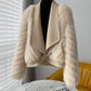 Faux Fur and Wool Reversible Coat with Fox Fur Collar Autumn Winter Fashionable Jacket Women Chic Flocking Plush Aesthetic