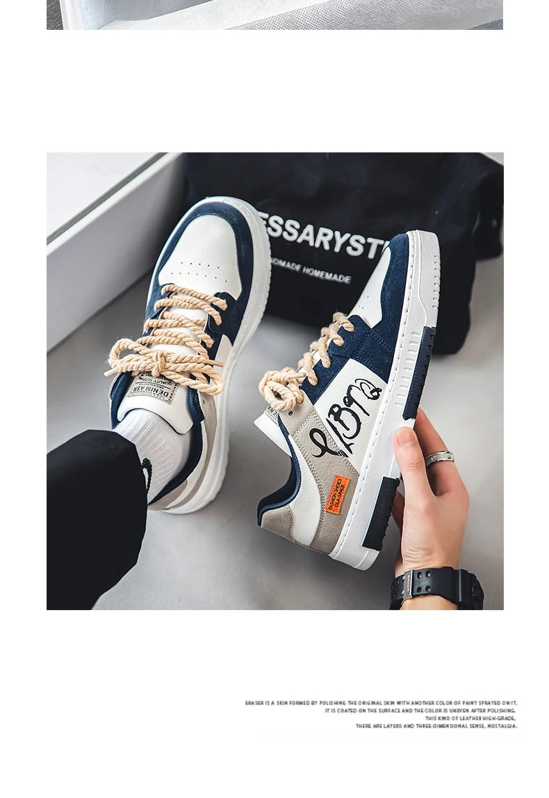 Men's thick soled casual shoes four seasonal soft soled comfortable outdoor walking shoes fashion Breathable student board shoes