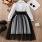 8-12Yrs Children's Dress Girls Party Dresses Long Sleeve Dress for Girls Elegant Pure White Casual Clothes