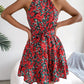Women Summer Casual Floral Print Ruffle Halter Dress