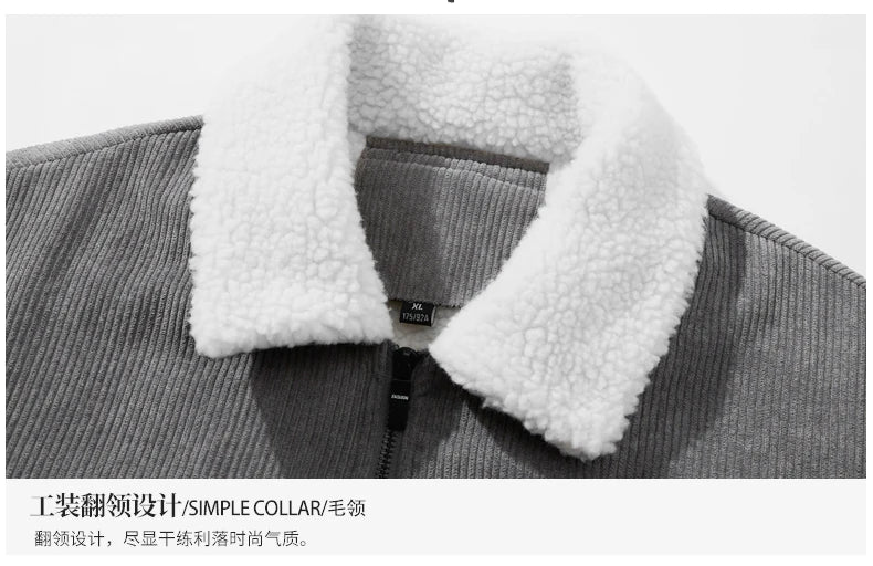 Jacket Mens autumn Winter New mens jacket collar Solid color Corduroy Jackets men business casual coat Men's coats M-4XL 5XL2202