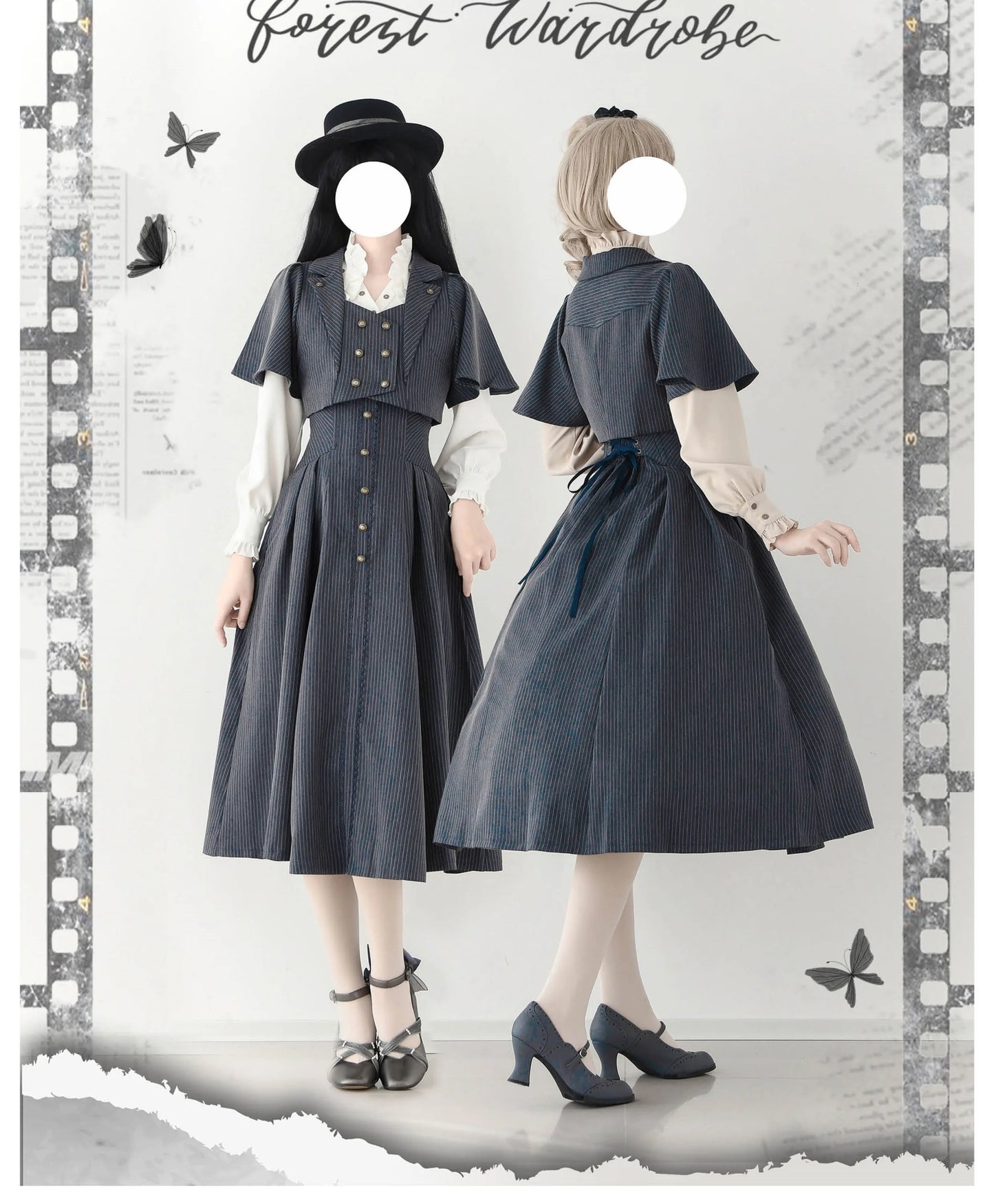 Original Retro Skirt Set Outfits New Spring Women's Stand Collar Long Sleeve Shirt Small Cape Coat Elegant Classical Long Skirt