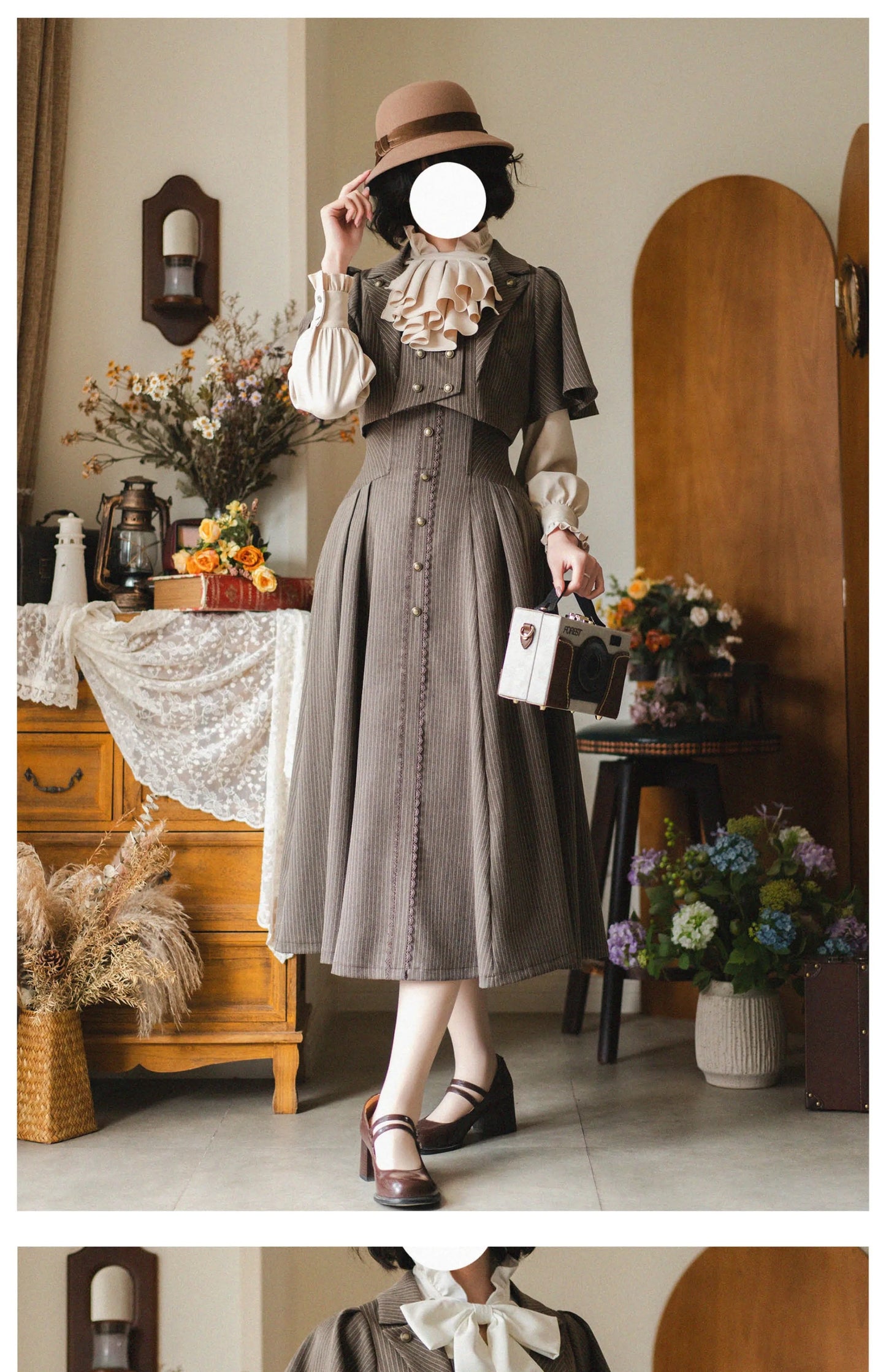 Original Retro Skirt Set Outfits New Spring Women's Stand Collar Long Sleeve Shirt Small Cape Coat Elegant Classical Long Skirt