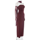 French Style Pure Color Sling Backless Fashion Sexy Slimming Dress Sash Draped Neckline Sleeveless Empire Waist Gown