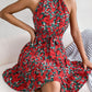 Women Summer Casual Floral Print Ruffle Halter Dress