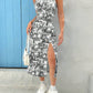 Fall 2025 Long Dress Strapless Wrap Chest High Slit Daisy Leopard Print Wrap around Skirt Maxi Dress