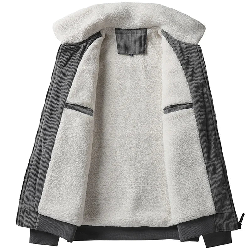 Jacket Mens autumn Winter New mens jacket collar Solid color Corduroy Jackets men business casual coat Men's coats M-4XL 5XL2202