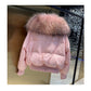 2023 Winter Puffer Jacket Women Large Real Raccoon Fur Collar Short Female Parkas Thick Warm 90% Goose Down Coat Loose