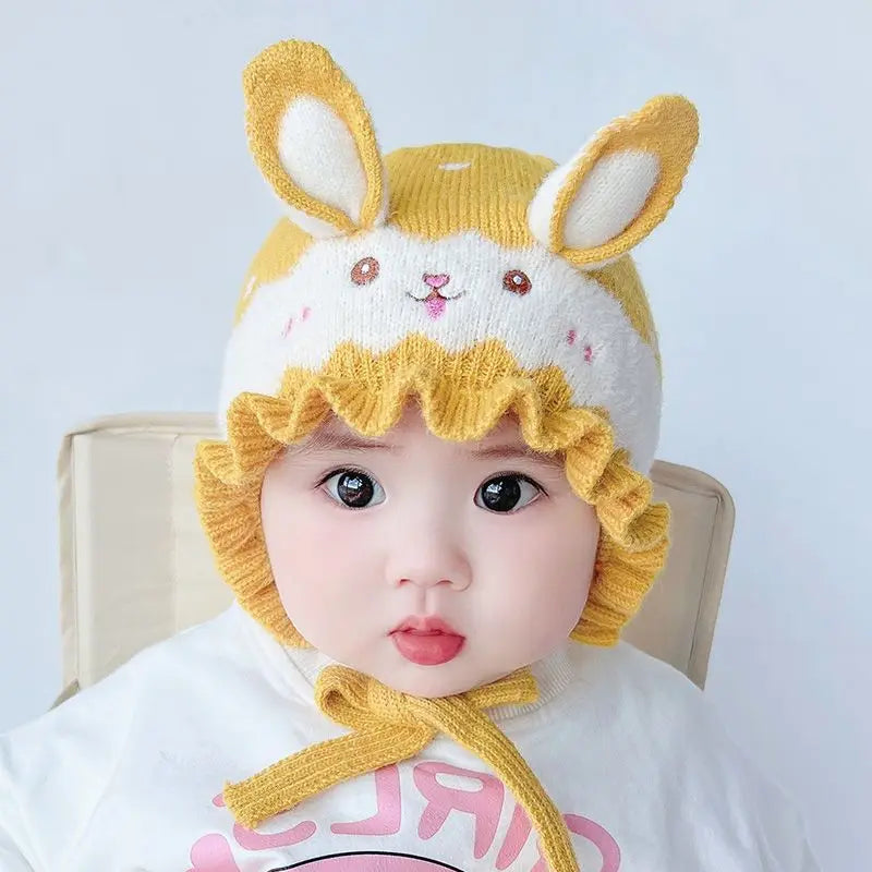 New Cute Rabbit Baby Hat With Ears Winter Warm Newborn Boys Girls Cap Beanies Soft Ear Protection Infant Toddler Hat Bonnet