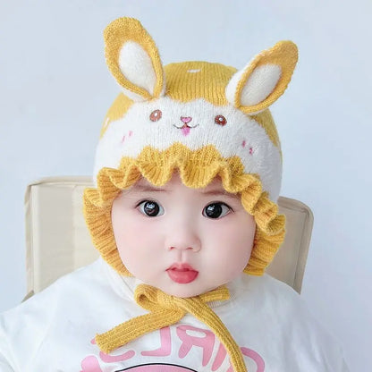 New Cute Rabbit Baby Hat With Ears Winter Warm Newborn Boys Girls Cap Beanies Soft Ear Protection Infant Toddler Hat Bonnet