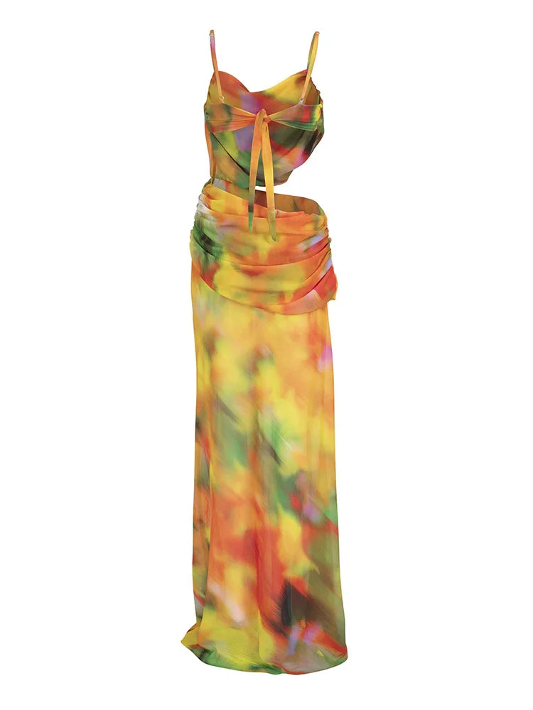 ZRTAK Sexy Wrap Around Cover Up Cut out Mesh Cover-ups Print Beach Long Dress Beathing Suit Beachwear Female Women Maxi Beach