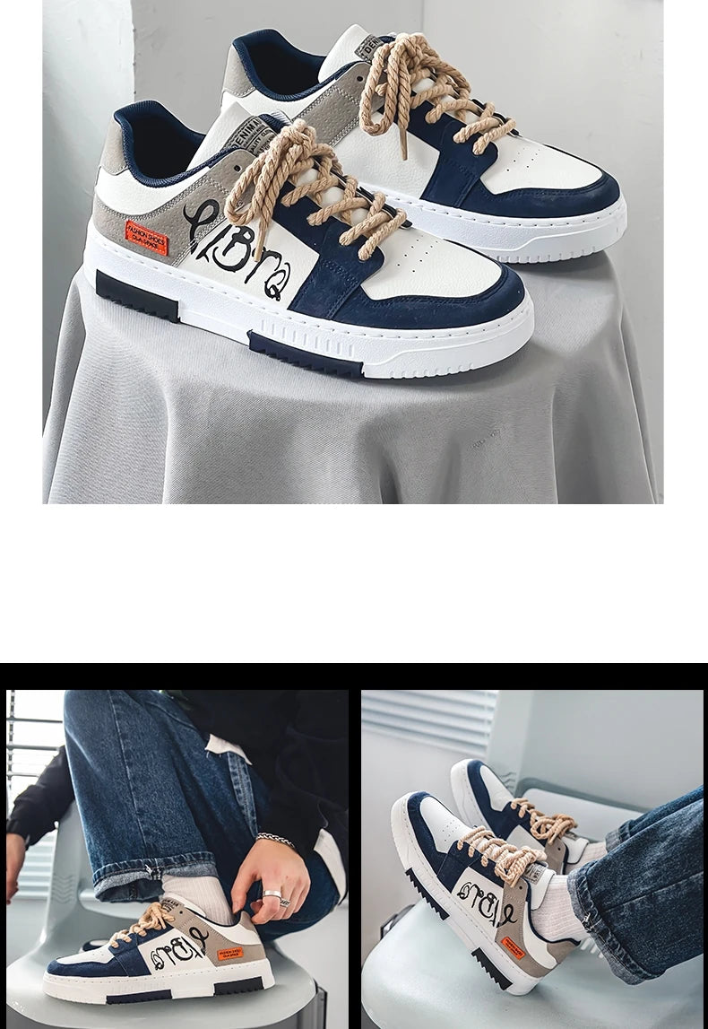 Men's thick soled casual shoes four seasonal soft soled comfortable outdoor walking shoes fashion Breathable student board shoes