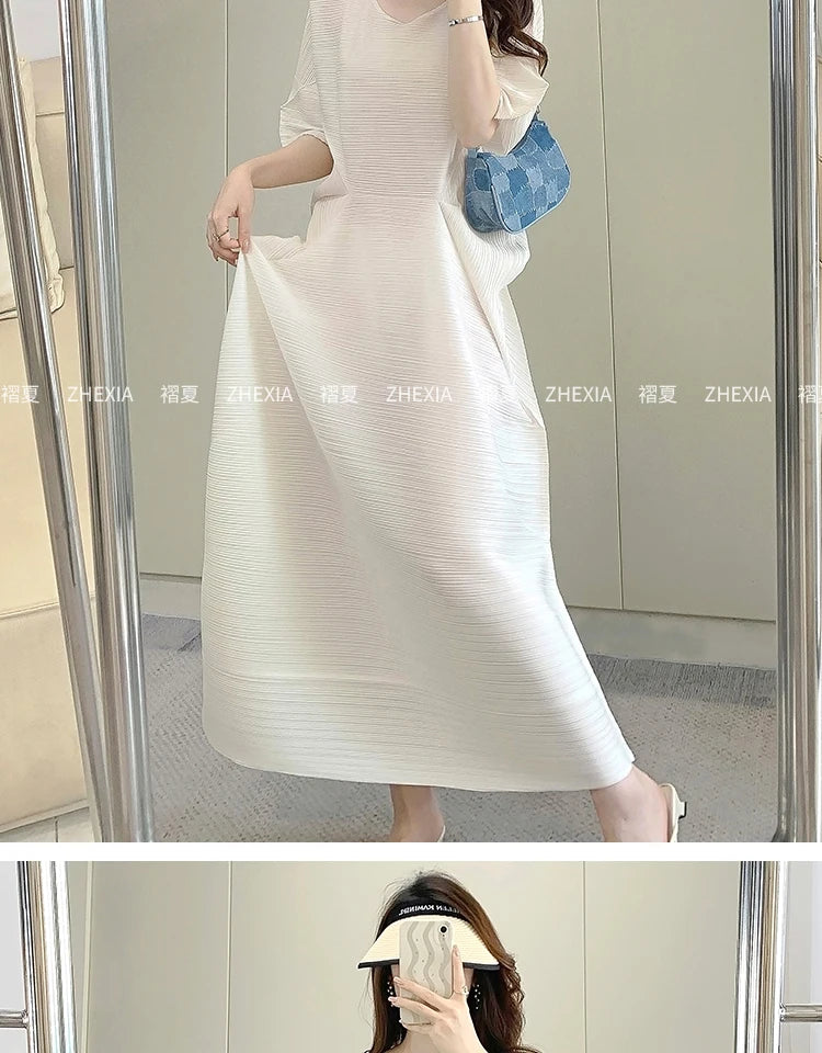 Miyake Pleated Dress for Women in 2024 Summer, New Niche Design, High-end Temperament, Women's Long Dress