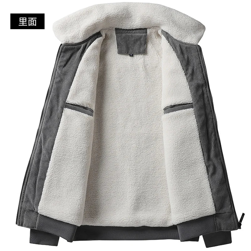 Jacket Mens autumn Winter New mens jacket collar Solid color Corduroy Jackets men business casual coat Men's coats M-4XL 5XL2202