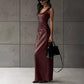 kliou Leather Women's Maxi Dresses Classic High Street Solid Sleeveless Straight Bodycon Female Concise Elegant Party Vestidos