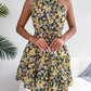 Women Summer Casual Floral Print Ruffle Halter Dress