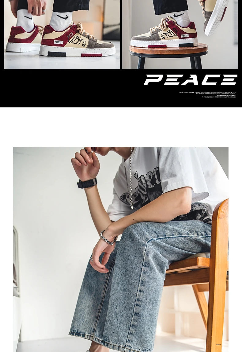 Men's thick soled casual shoes four seasonal soft soled comfortable outdoor walking shoes fashion Breathable student board shoes