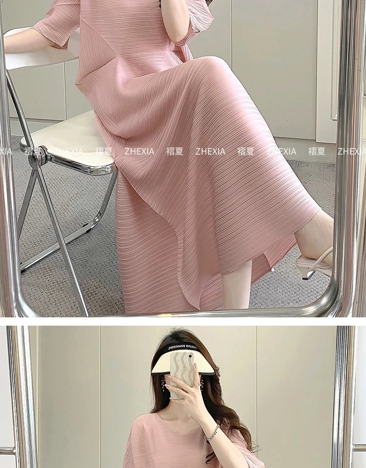 Miyake Pleated Dress for Women in 2024 Summer, New Niche Design, High-end Temperament, Women's Long Dress
