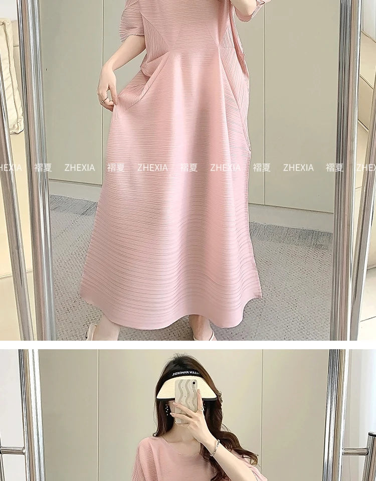 Miyake Pleated Dress for Women in 2024 Summer, New Niche Design, High-end Temperament, Women's Long Dress