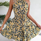 Women Summer Casual Floral Print Ruffle Halter Dress