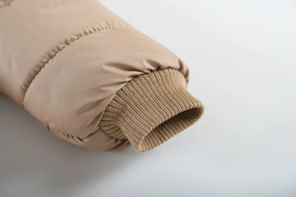 Children's Winter Clothing Girls Padded Thickened Fashion Cotton Jacket Trend Cotton Jacket Plush Hooded Outdoor Coat