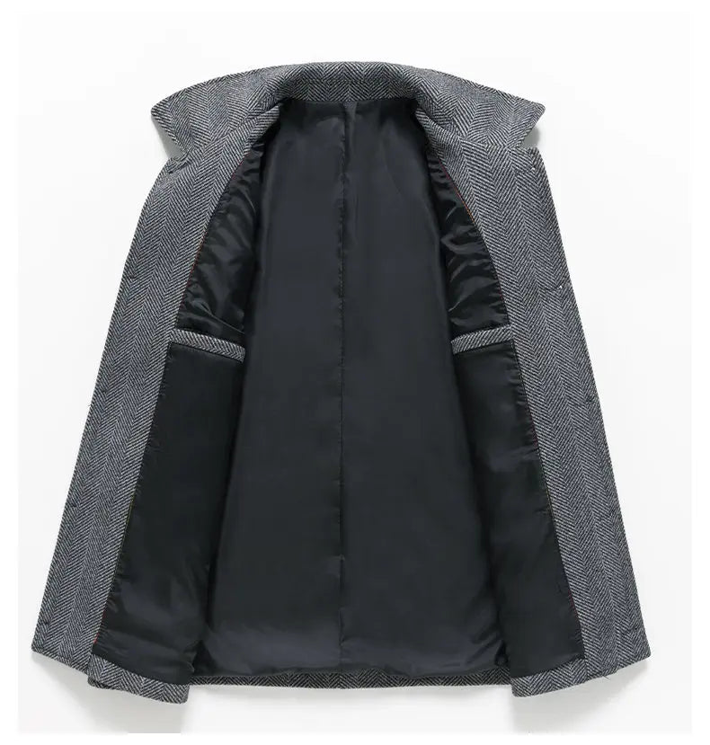 Classic Mens Office Dress Jackets Quality Casual Business Lapel Windbreak Coats Top Autumn Winter Blended Wool Jacket Streetwear