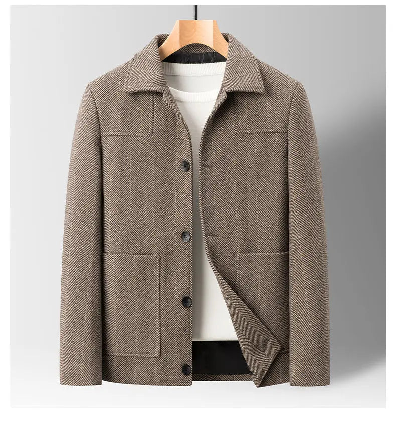 Classic Mens Office Dress Jackets Quality Casual Business Lapel Windbreak Coats Top Autumn Winter Blended Wool Jacket Streetwear