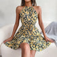 Women Summer Casual Floral Print Ruffle Halter Dress