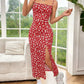 Fall 2025 Long Dress Strapless Wrap Chest High Slit Daisy Leopard Print Wrap around Skirt Maxi Dress