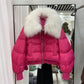 2023 Winter Puffer Jacket Women Large Real Raccoon Fur Collar Short Female Parkas Thick Warm 90% Goose Down Coat Loose