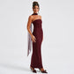 French Style Pure Color Sling Backless Fashion Sexy Slimming Dress Sash Draped Neckline Sleeveless Empire Waist Gown