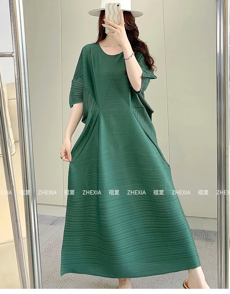 Miyake Pleated Dress for Women in 2024 Summer, New Niche Design, High-end Temperament, Women's Long Dress