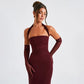 French Style Pure Color Sling Backless Fashion Sexy Slimming Dress Sash Draped Neckline Sleeveless Empire Waist Gown