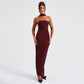 French Style Pure Color Sling Backless Fashion Sexy Slimming Dress Sash Draped Neckline Sleeveless Empire Waist Gown