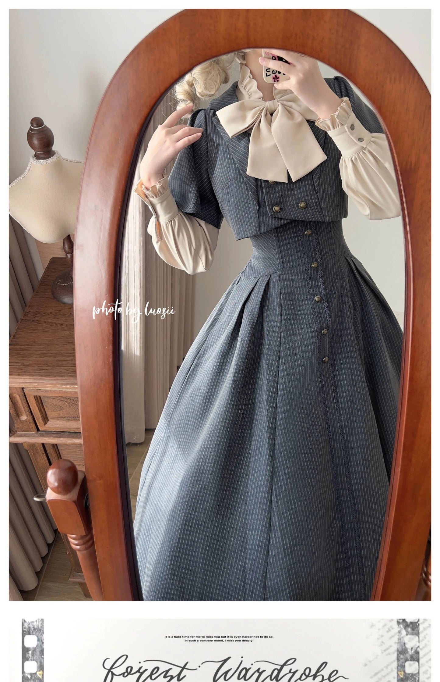 Original Retro Skirt Set Outfits New Spring Women's Stand Collar Long Sleeve Shirt Small Cape Coat Elegant Classical Long Skirt