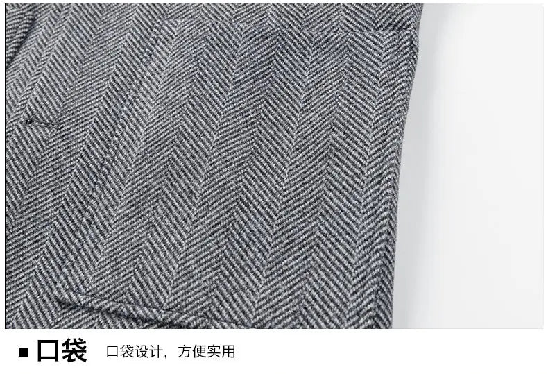 Classic Mens Office Dress Jackets Quality Casual Business Lapel Windbreak Coats Top Autumn Winter Blended Wool Jacket Streetwear