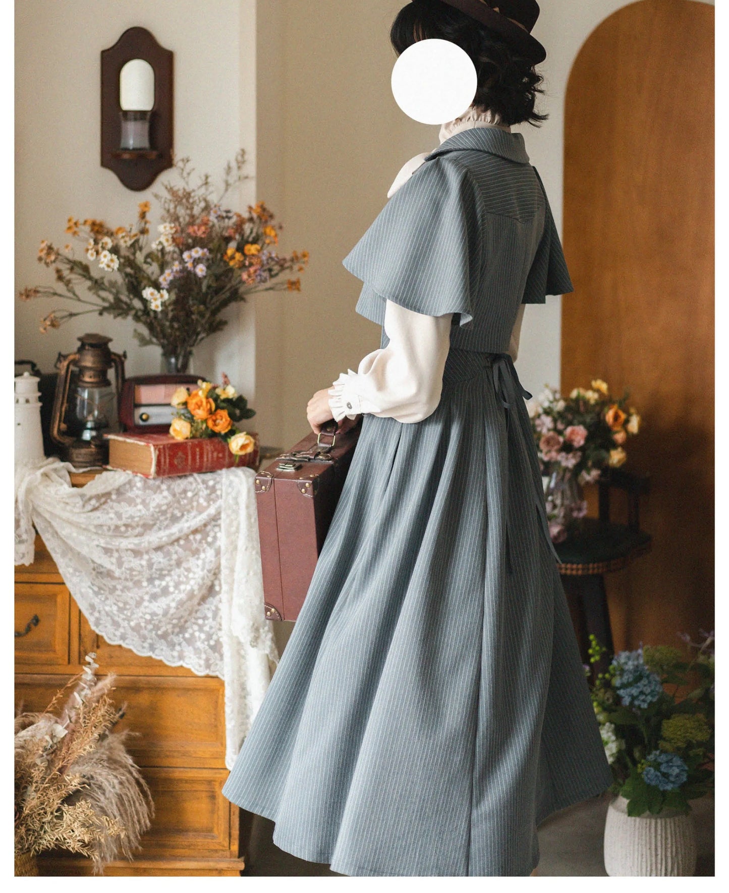 Original Retro Skirt Set Outfits New Spring Women's Stand Collar Long Sleeve Shirt Small Cape Coat Elegant Classical Long Skirt