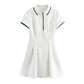 2025 Spring New Women's Fashion Style Sweet and Simple Wave Style Wide Swing Ribbed Short Dress