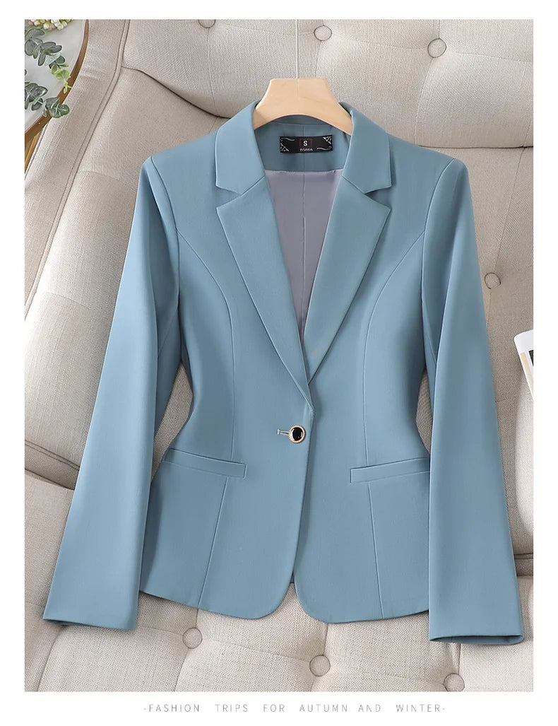 NAVIU Blue Blazer Women 2023 New Autumn Temperament Loose Slim Casual Jacket Office Ladies Work Coat Tops