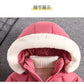 2-8 Years Warm Winter Girls Jacket Fur Collar Removable Hat Plush Lining Heavy Hooded Kids Coat Children Outerwear Send Gloves