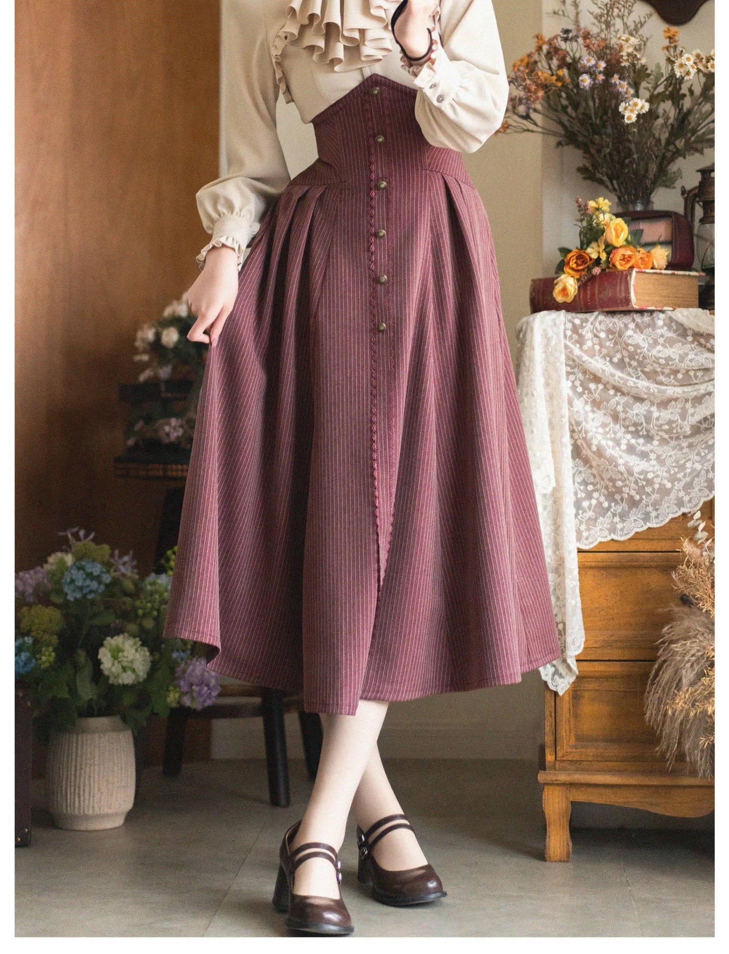 Original Retro Skirt Set Outfits New Spring Women's Stand Collar Long Sleeve Shirt Small Cape Coat Elegant Classical Long Skirt