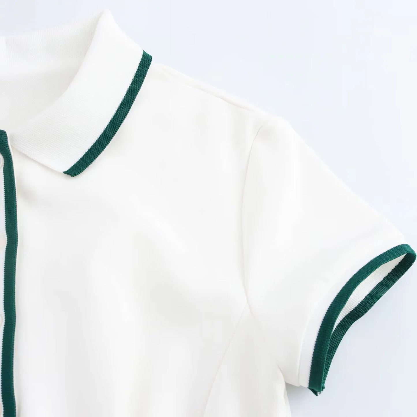 2025 Spring New Women's Fashion Style Sweet and Simple Wave Style Wide Swing Ribbed Short Dress