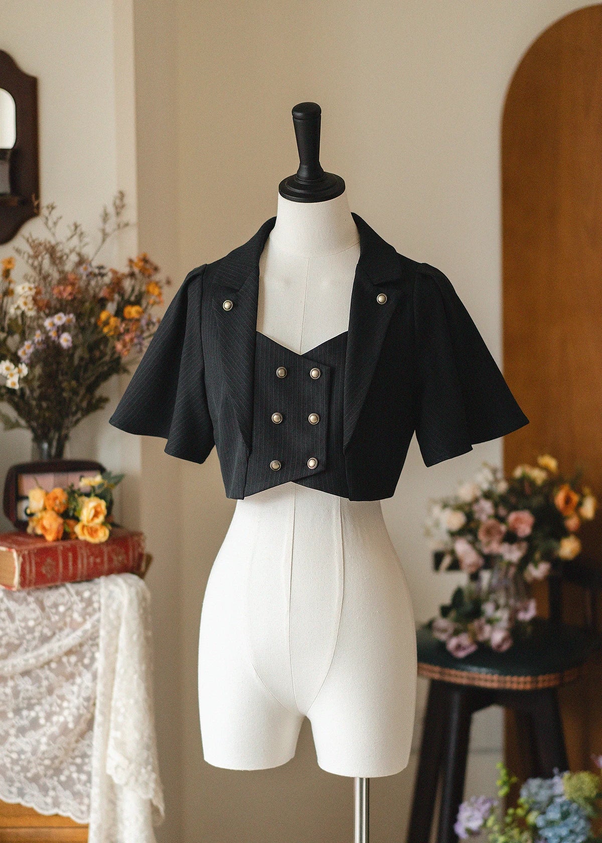 Original Retro Skirt Set Outfits New Spring Women's Stand Collar Long Sleeve Shirt Small Cape Coat Elegant Classical Long Skirt